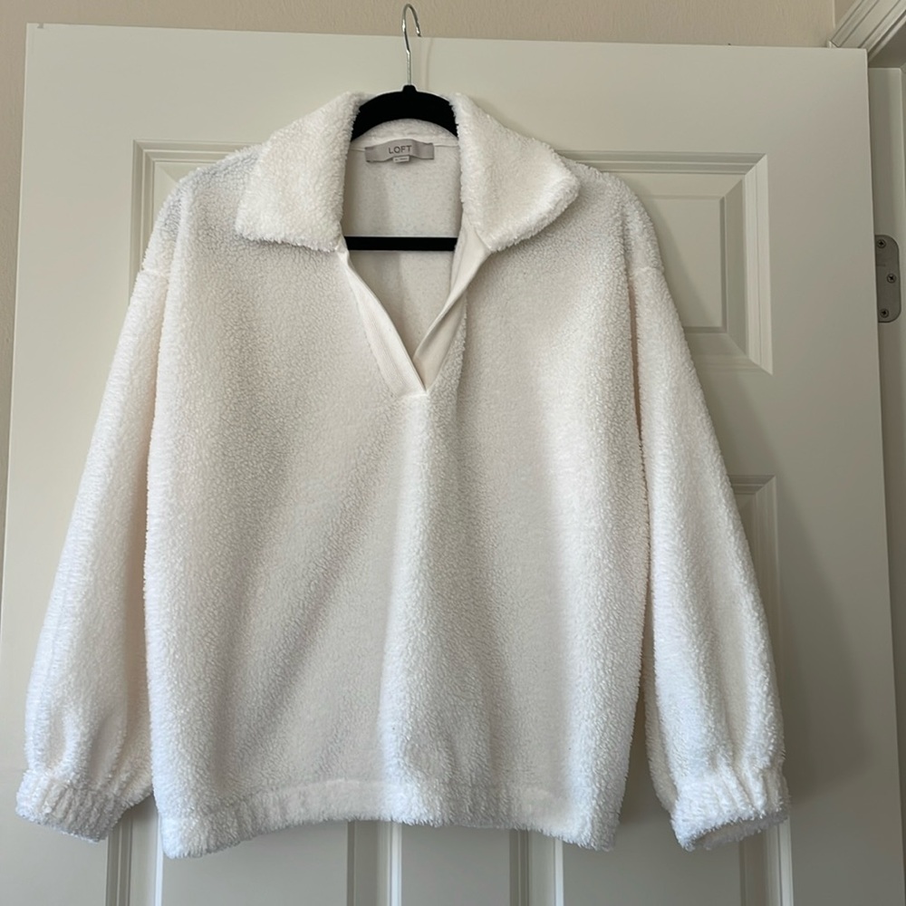 Loft cream colored pullover V-neck sweater